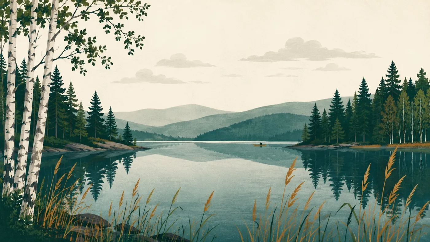 Illustration – natur och sjöar